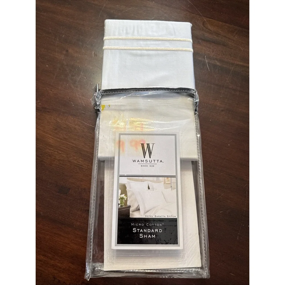 Wamsutta Standard Pillow Sham Hotel Baratta Stitch Gold Double Border Cotton New